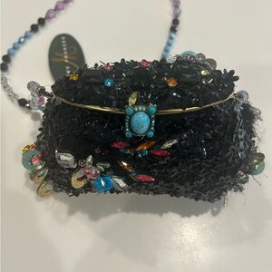 Mary Frances Black Beaded Mini Bag
